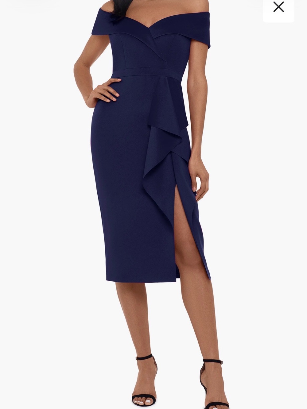 Xscape One-Shoulder Ruffle Dress in Fuchsia - Picture 5 of 7